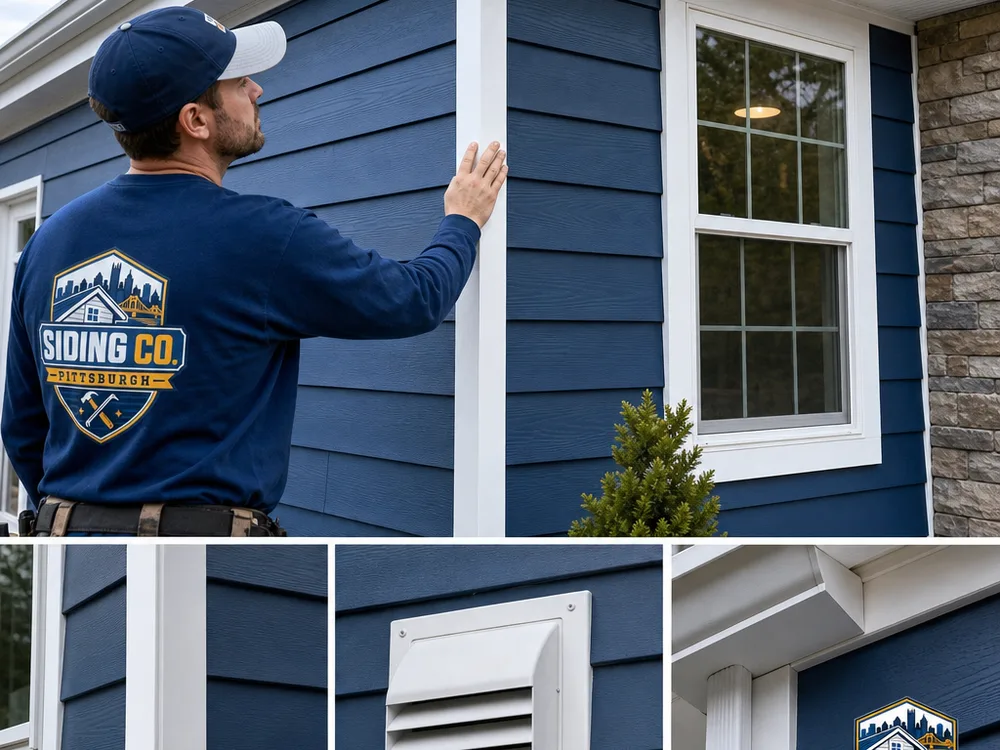 Finished siding installation with clean outside corners, tight trim joints, and properly installed utility blocks